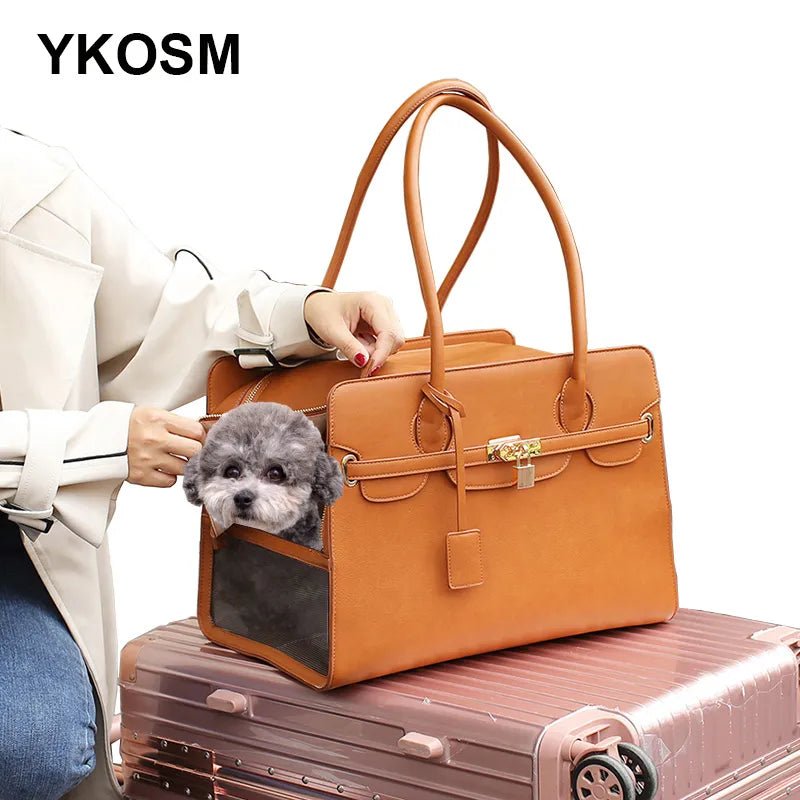 New Luxury PU Leather Pet Carrier Bag Breathable Handbag For Puppy Cat Fashion Dog One-shoulder Bag Portable Pet Travel Handbag - Doggsandcatslover